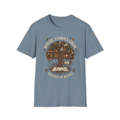 Where Stories Grow Rooted In Books T-Shirt