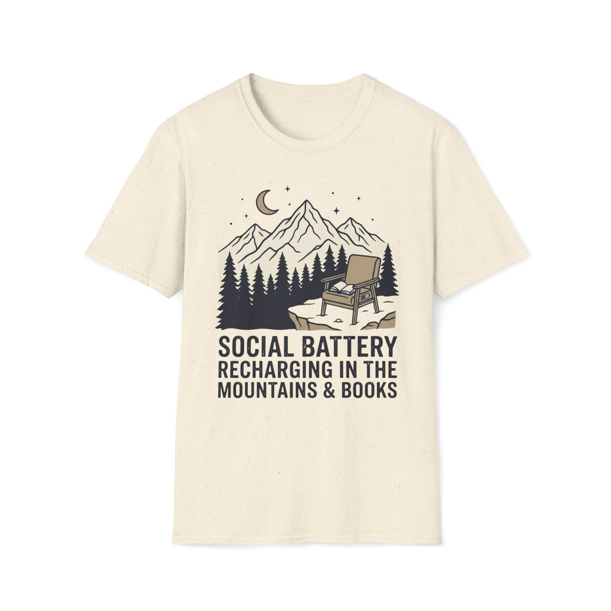 Social Battery Mountain & Books T-Shirt