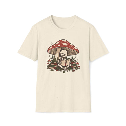 Skeleton Reading Mushroom T-Shirt